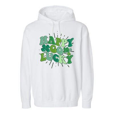 Cute Retro St Patrick's Day Happy Go Lucky Garment-Dyed Fleece Hoodie