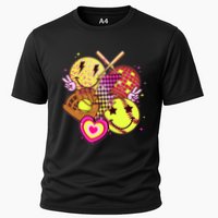 Cute Retro Softball Baseball Smiley Emoji Cooling Performance Crew T-Shirt