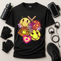 Cute Retro Softball Baseball Smiley Emoji Cooling Performance Crew T-Shirt