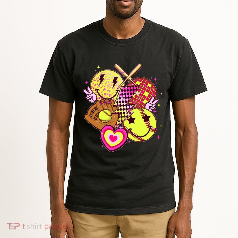 Cute Retro Softball Baseball Smiley Emoji Tall T-Shirt