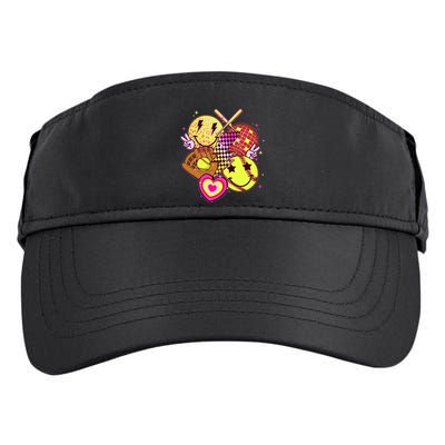 Cute Retro Softball Baseball Smiley Emoji Adult Drive Performance Visor