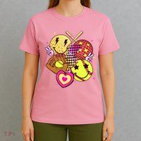 Cute Retro Softball Baseball Smiley Emoji T-Shirt