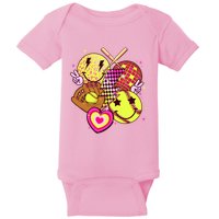 Cute Retro Softball Baseball Smiley Emoji Baby Bodysuit