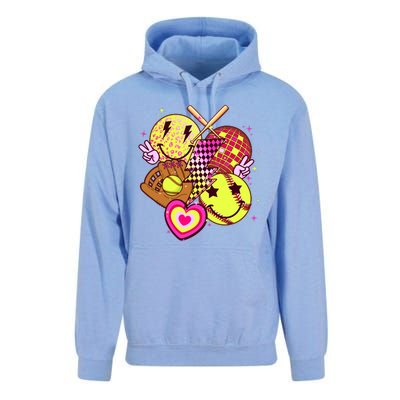 Cute Retro Softball Baseball Smiley Emoji Unisex Surf Hoodie