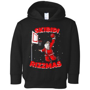 Christmas Rizz Santa Claus Basketball Toddler Hoodie