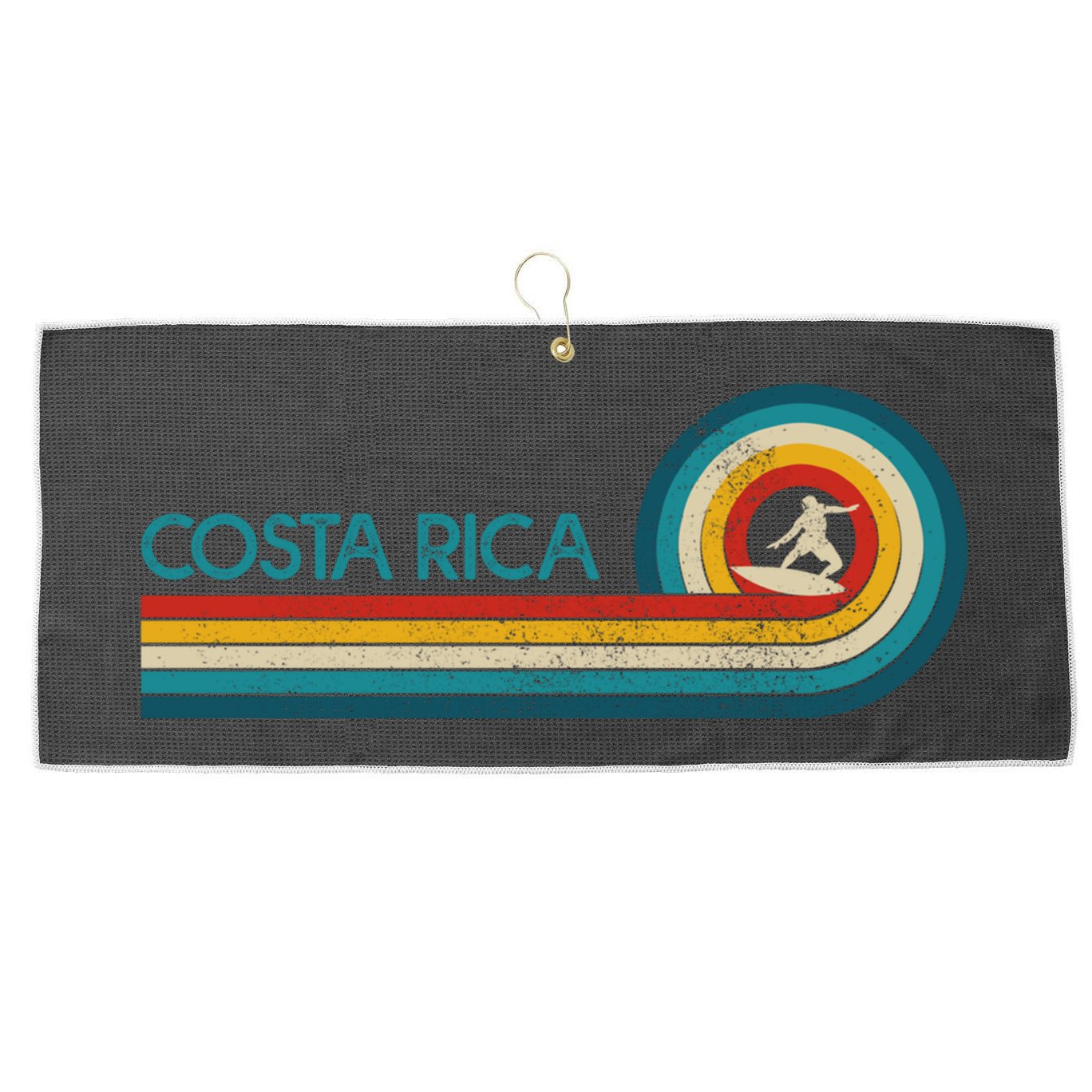 Costa Rica Surf Vintage Beach Surfer Surfing Gift Great Gift Large Microfiber Waffle Golf Towel
