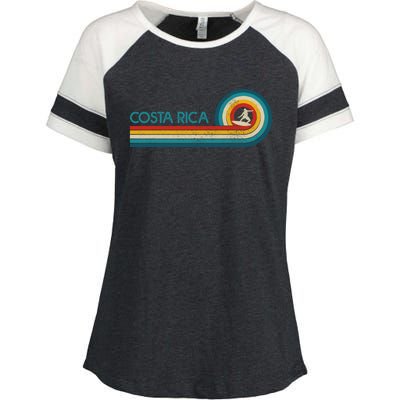 Costa Rica Surf Vintage Beach Surfer Surfing Gift Great Gift Enza Ladies Jersey Colorblock Tee