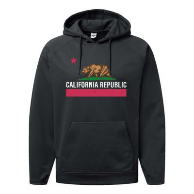 California Republic State Flag Funny Performance Fleece Hoodie