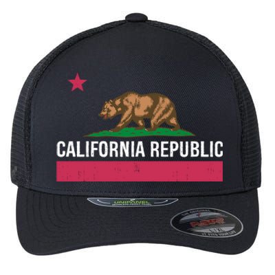 California Republic State Flag Funny Flexfit Unipanel Trucker Cap