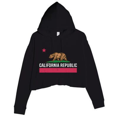 California Republic State Flag Funny Crop Fleece Hoodie