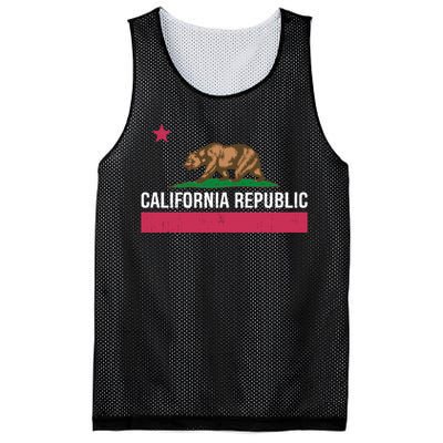 California Republic State Flag Funny Mesh Reversible Basketball Jersey Tank