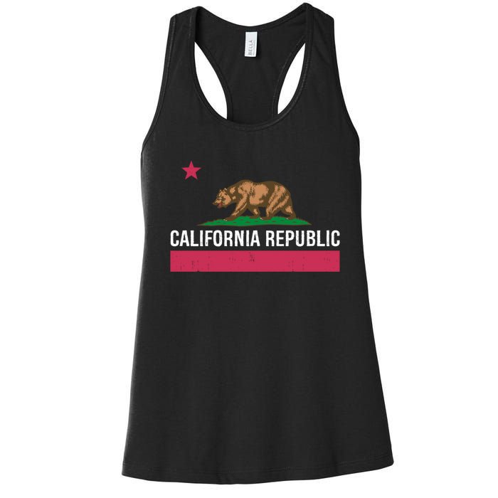 California Republic State Flag Funny Women's Racerback Tank