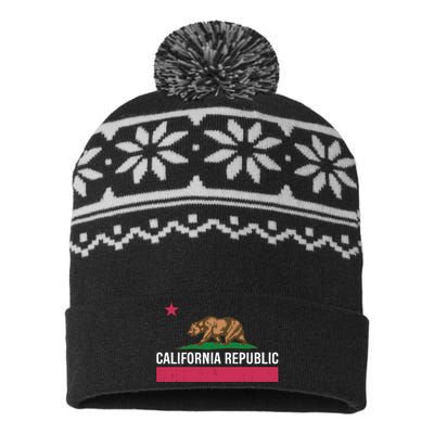 California Republic State Flag Funny USA-Made Snowflake Beanie