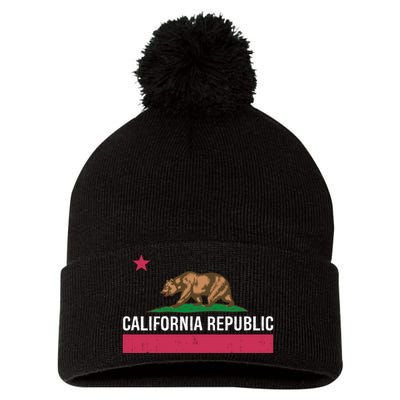 California Republic State Flag Funny Pom Pom 12in Knit Beanie