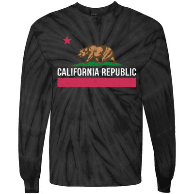 California Republic State Flag Funny Tie-Dye Long Sleeve Shirt