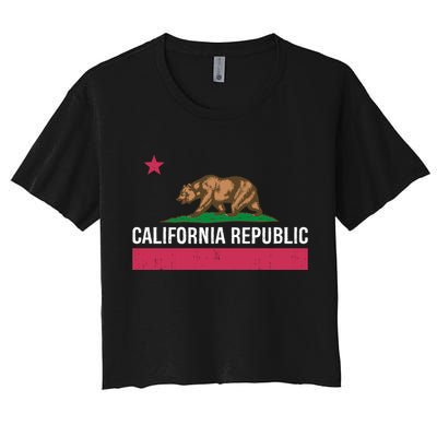 California Republic State Flag Funny Women's Crop Top Tee