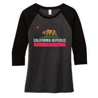 California Republic State Flag Funny Women's Tri-Blend 3/4-Sleeve Raglan Shirt