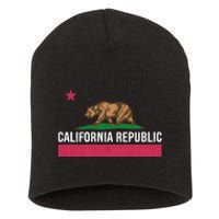 California Republic State Flag Funny Short Acrylic Beanie