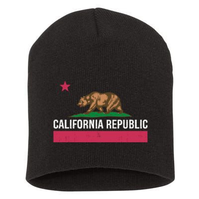 California Republic State Flag Funny Short Acrylic Beanie