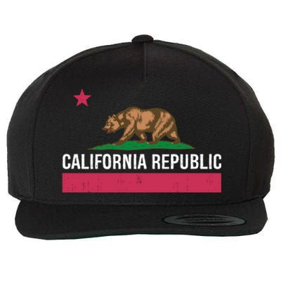 California Republic State Flag Funny Wool Snapback Cap