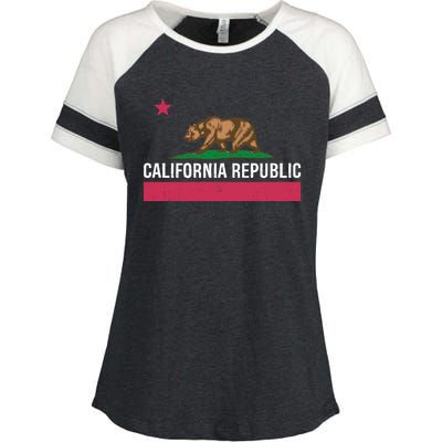 California Republic State Flag Funny Enza Ladies Jersey Colorblock Tee