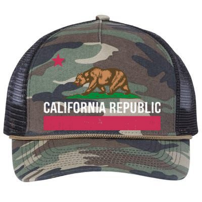 California Republic State Flag Funny Retro Rope Trucker Hat Cap