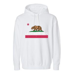 California Republic State Flag Funny Garment-Dyed Fleece Hoodie