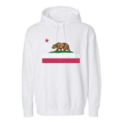 California Republic State Flag Funny Garment-Dyed Fleece Hoodie