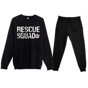 Cute Rescue Squad Distressed Animals Dog Cat Paw Heart Premium Crewneck Sweatsuit Set