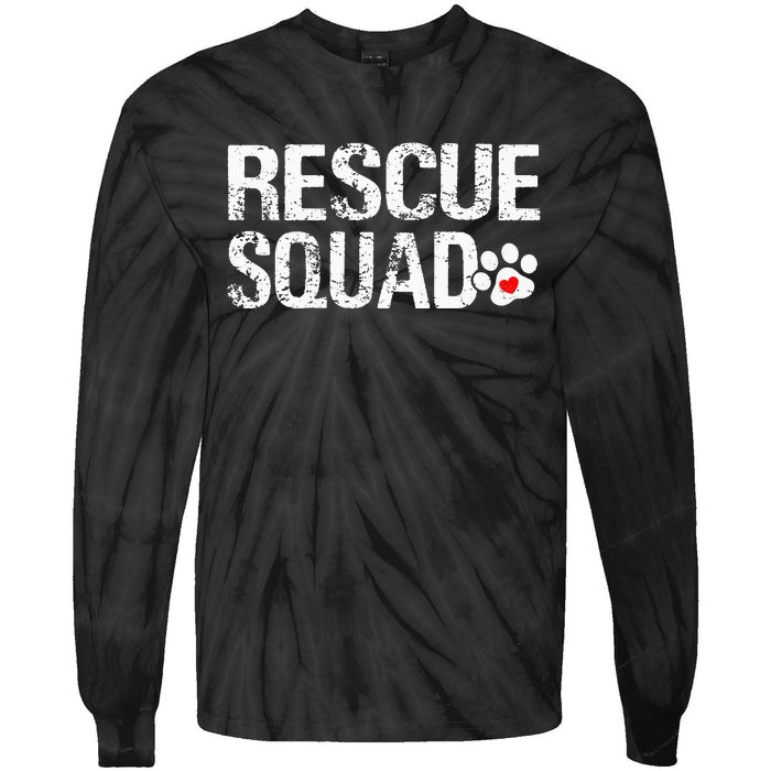 Cute Rescue Squad Distressed Animals Dog Cat Paw Heart Tie-Dye Long Sleeve Shirt