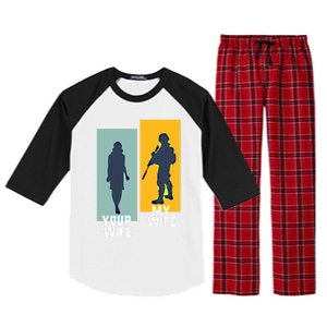 Cool Retro Soldier Military And Army Your Wife My Wife Gift Raglan Sleeve Pajama Set