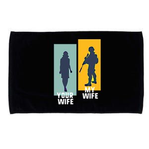 Cool Retro Soldier Military And Army Your Wife My Wife Gift Microfiber Hand Towel