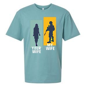 Cool Retro Soldier Military And Army Your Wife My Wife Gift Sueded Cloud Jersey T-Shirt