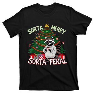 Christmas Raccoon Sorta Merry Sorta Santa Feral Xmas T-Shirt