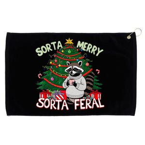 Christmas Raccoon Sorta Merry Sorta Santa Feral Xmas Grommeted Golf Towel