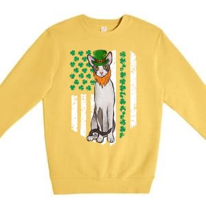 Cornish Rex St Patricks Day Irish American Flag Gift Premium Crewneck Sweatshirt