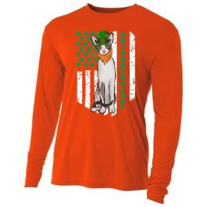 Cornish Rex St Patricks Day Irish American Flag Gift Cooling Performance Long Sleeve Crew