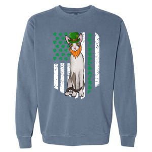 Cornish Rex St Patricks Day Irish American Flag Gift Garment-Dyed Sweatshirt