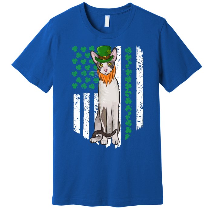 Cornish Rex St Patricks Day Irish American Flag Gift Premium T-Shirt