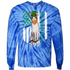 Cornish Rex St Patricks Day Irish American Flag Gift Tie-Dye Long Sleeve Shirt