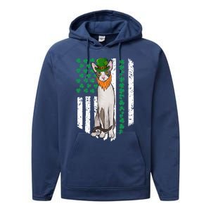 Cornish Rex St Patricks Day Irish American Flag Gift Performance Fleece Hoodie