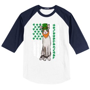 Cornish Rex St Patricks Day Irish American Flag Gift Baseball Sleeve Shirt