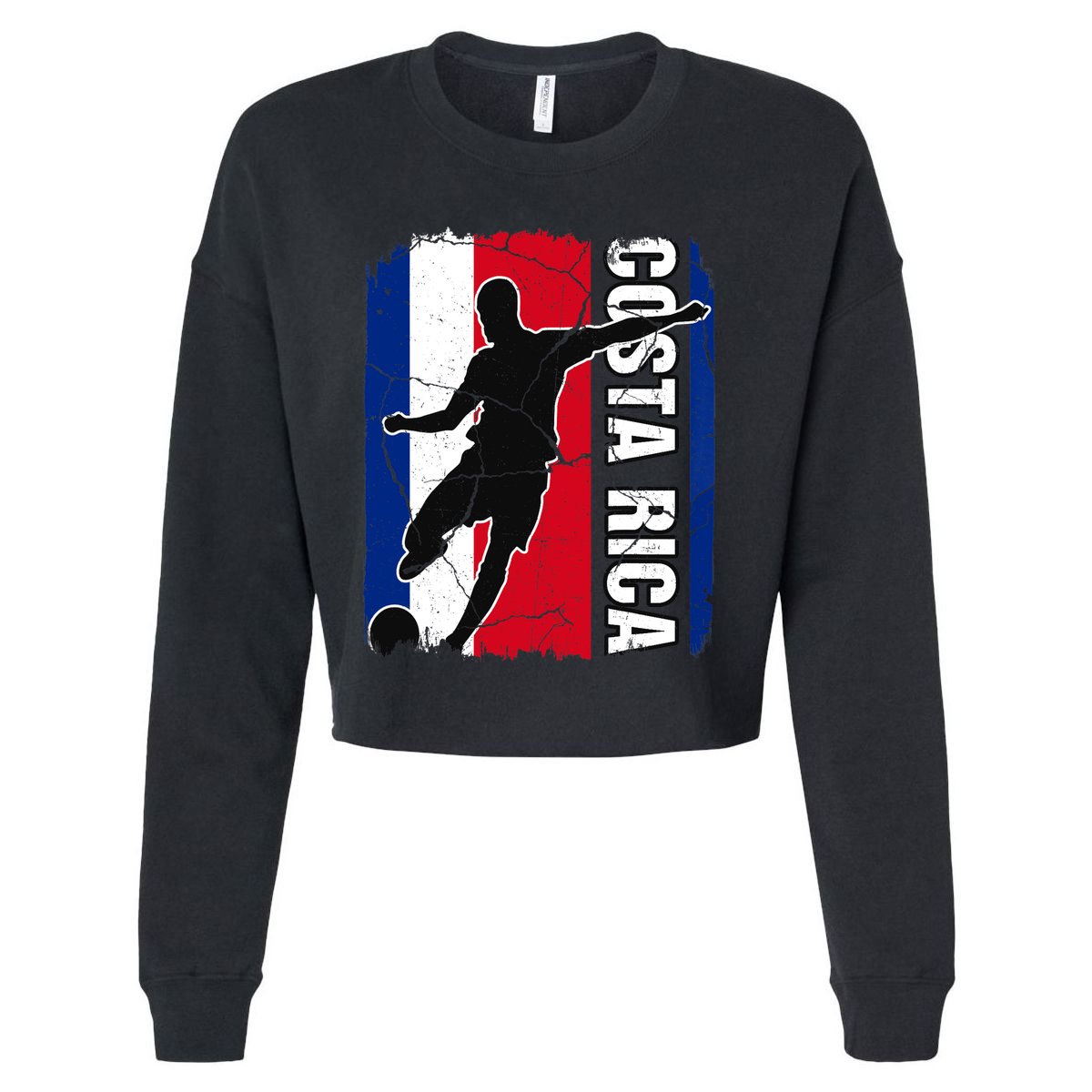 Costa Rican Soccer Team Costa Rica Flag Jersey Football Fans Cropped Pullover Crew