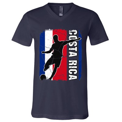 Costa Rican Soccer Team Costa Rica Flag Jersey Football Fans V-Neck T-Shirt