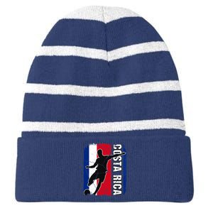 Costa Rican Soccer Team Costa Rica Flag Jersey Football Fans Striped Beanie with Solid Band