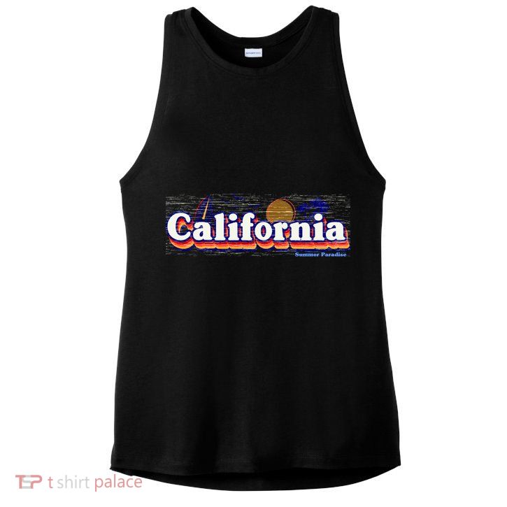 California Retro Summer Paradise Ladies PosiCharge Tri-Blend Wicking Tank