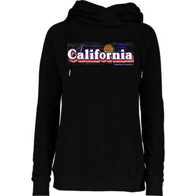 California Retro Summer Paradise Womens Funnel Neck Pullover Hood