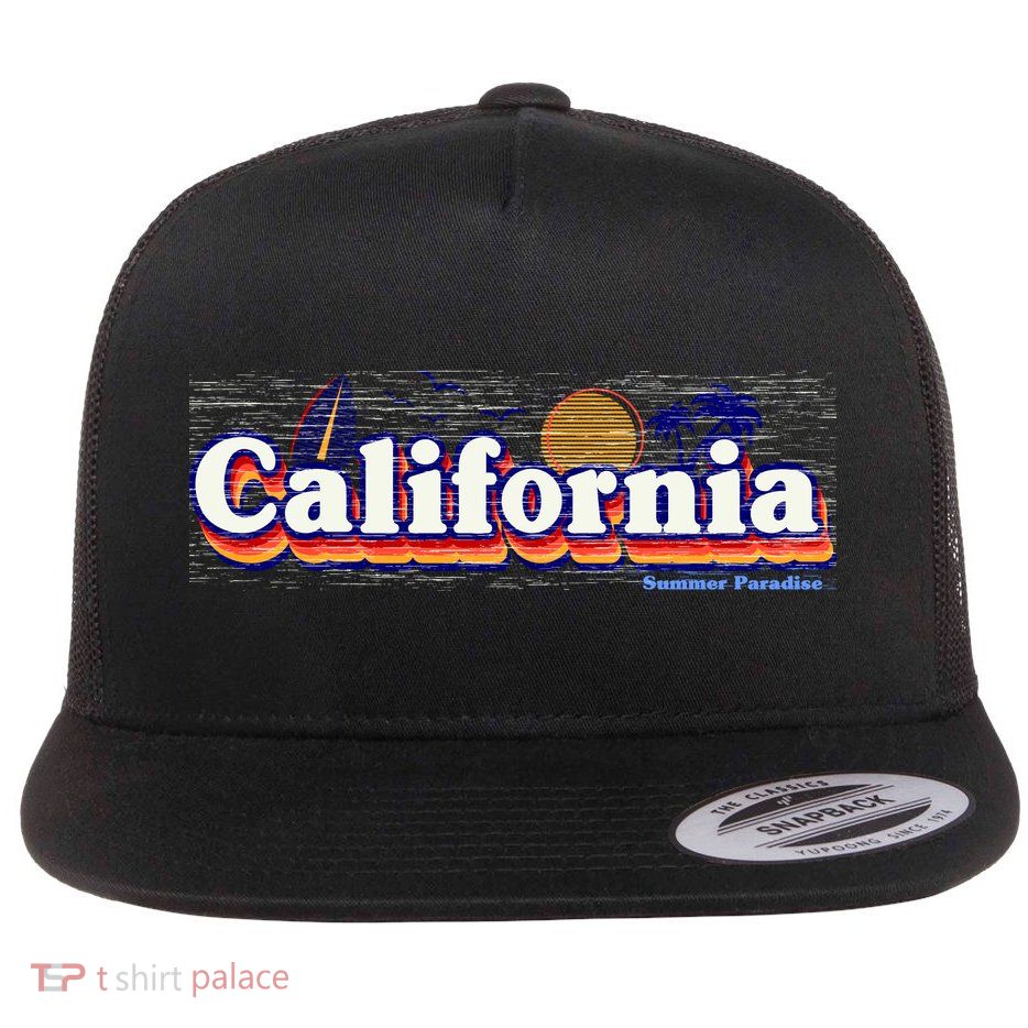 California Retro Summer Paradise Flatbill Hat