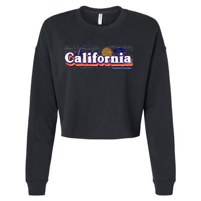 California Retro Summer Paradise Cropped Pullover Crew