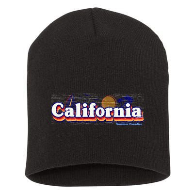 California Retro Summer Paradise Short Acrylic Beanie